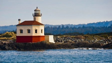 Lighthouse at the Oregon Coast - landscape, nature, sea, sky, usa