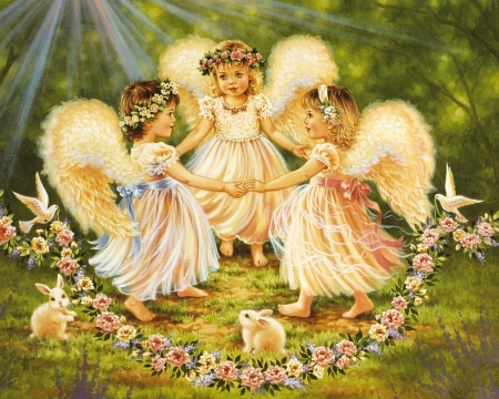 Dancing Angels - dance, angels, animals, childs