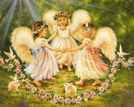 Dancing Angels - dance, childs, animals, angels