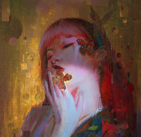 Butterfly kisses - starlab, butterfly, fantasy, art, girl, luminos, lightwing academy