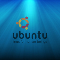 Ubuntu Linux Logo w/ Ocean Ray Background