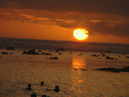 Sunset On The Beach 2 - beach, ocean, shadows, sun, paradise, sunset