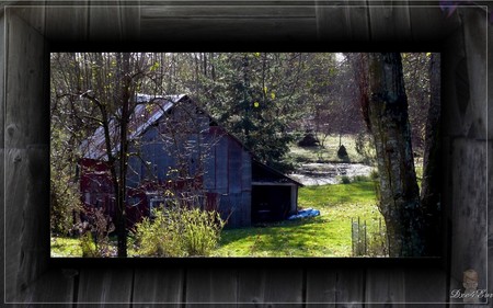 Just Another Old Barn - framed, farm, fall, washington, widescreen, barn, wood