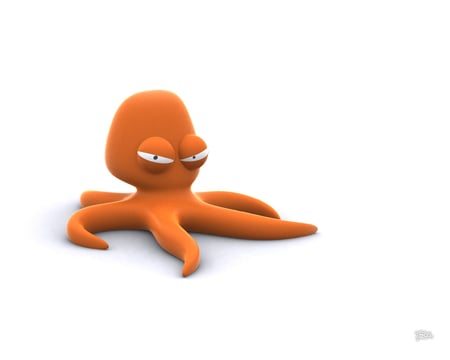 3d Octopuss - octopuss, sea, 3d, ocean, orange