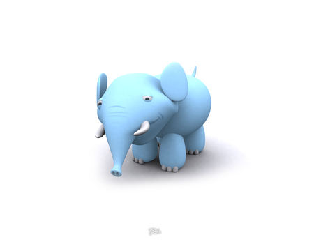 3d elephant - 3d, animal, elephant, blue