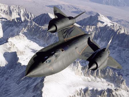 NASA SR 71 - close up, snowy mountains, sierra nevada