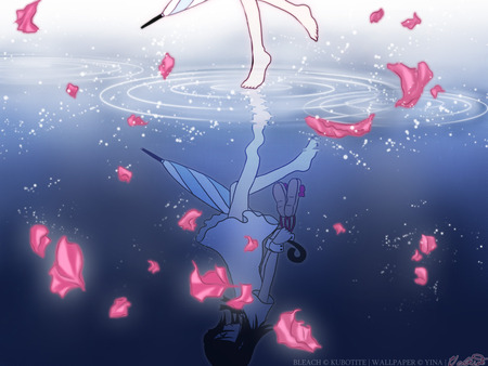 on water  - flowers, walking on water, rukia, bleach