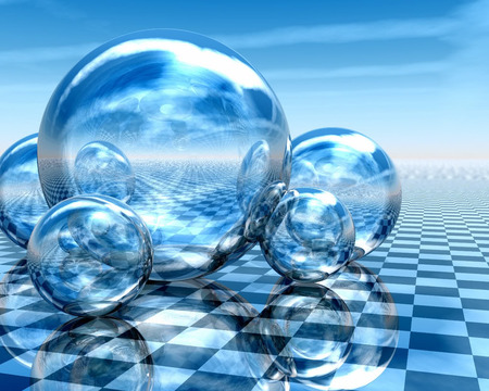 InfiniteCheckers.jpg - checkers glassballs, art