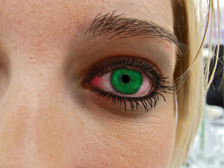 Green Eye - abstract, red, green, eye, face