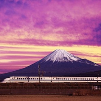 Shinkansen Bullet Train and Mount Fuji Japan