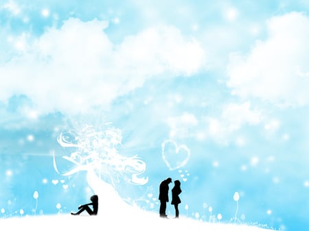 Snow loving - snow, love, tree