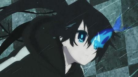 blue eyes - cute, black rock shooter, runing, blue eyes