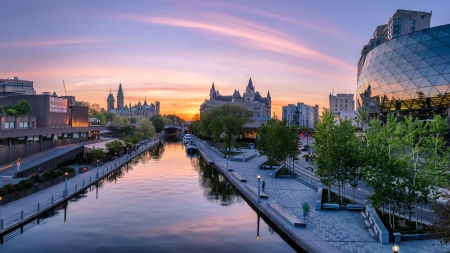 Canada - boat, building, canada, canal, city, cityscape, clouds, history, house, modern, old, park, quebec, river, sky, skyscraper, spring, summer, sunrise, sunset, town, tree, urban, water