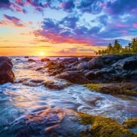 Sunset on the Kona coast of the Big Island of Hawaii