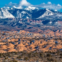 Geologic textures of Arches National Park, Utah - looking toward Colorado