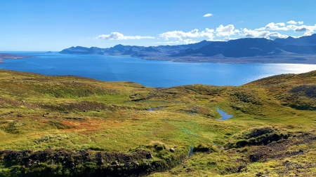 Iceland in a place called Stoedvafjoerdur - clouds, hills, landscape, sea, sky, bay