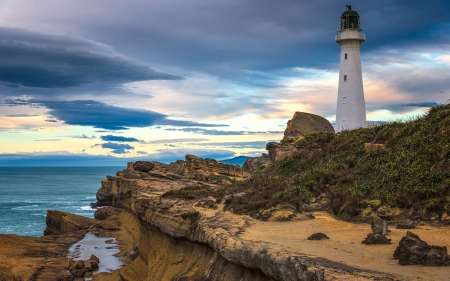 Castle Point Lighthouse New Zealand - New Zealand, ocean, lighthouse, castle point