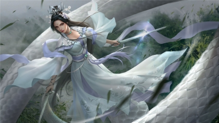 White snake - superb, frumusete, ghfartstudio, white snake, fantasy, gorgeous, luminos, g h f art studio
