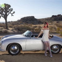 Riley Reid Posing with a 1958 Porsche 356