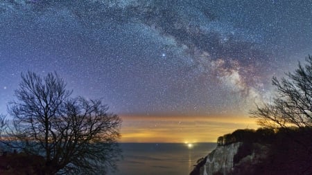 Milky Way over Isle of Rugia, Germany - sunclouds, landscape, colors, baltic sea, sky