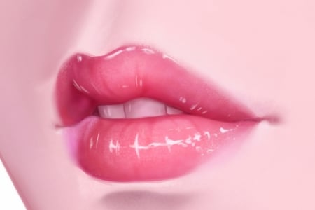 Pink - mouth, lips, fantasy, artymith, art, pink