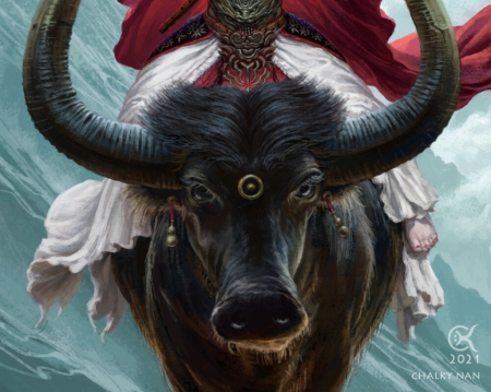 Chinese Zodiac ~ The Ox - animal, ox, cow, art, horns, chalky nan, fantasy, zodiac, luminos, chinese zodiac
