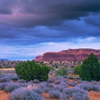 Storm clouds over a mesa in Canyonlands National Park, Utah