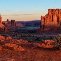 The Three Gossips and Courthouse Towers of Arches National Park, Utah