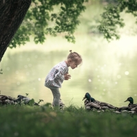 Little Girl with Ducks