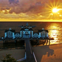 Pier with Restaurant at the Baltic Sea