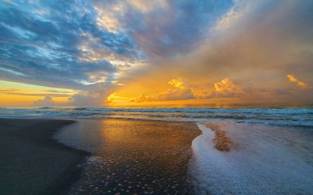Sunrise on Pawleys Island - town, coast, clouds, colors, sky, usa