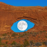 Full Moon Behind Arches NP, Utah