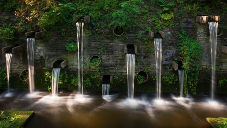 Waterfall - water, waterfall, pond, pool