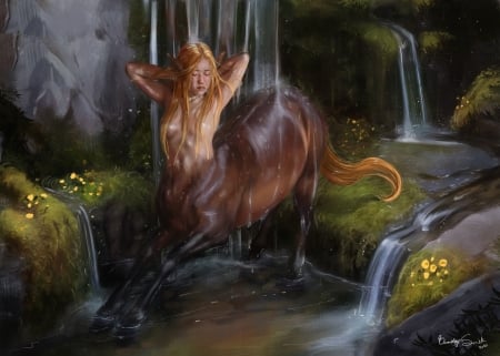 Centaur girl - fantasy, brooklyn smith, water, girl, centaur, art, luminos