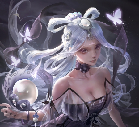 Pearl - fantasy, art, pearl, tong si, girl, luminos, tongsi