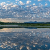 Clouds reflecting on the Snake River at Sunrise, Wyoming