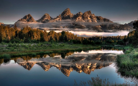 Hazy Reflections at Schwabacher Landing, Wyoming