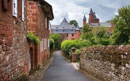 Old Town in France - street, France, bricks, town, old