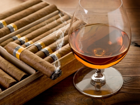 Brandy - brandy, glass, cigar, box
