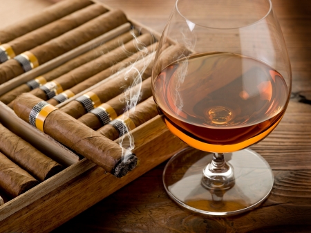 Brandy - brandy, box, cigar, glass