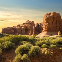 Sunset in Arches National Park. Moab, Utah