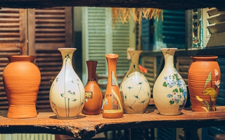 Vases - wooden, decorative, ceramics, vases, art