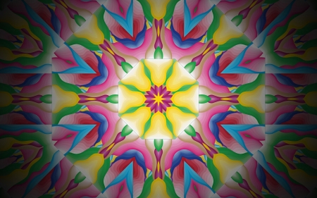 Fractal Rosette - mandala, flower, colors, digital art, fractal, rosette