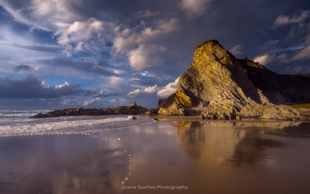 Cantabrian Coast, Spain - sea, coast, clouds, Spain, beach, rock