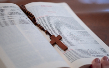 Bible and Rosary - Polish, Bible, book, cross, Rosary