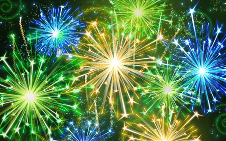 colorful fireworks - abstract, 3d and cg, fireworks