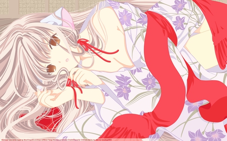 Chobits - chii, sexy, brown eyes, girl, ribbons, long hair, chobits, blonde hair, anime, cute