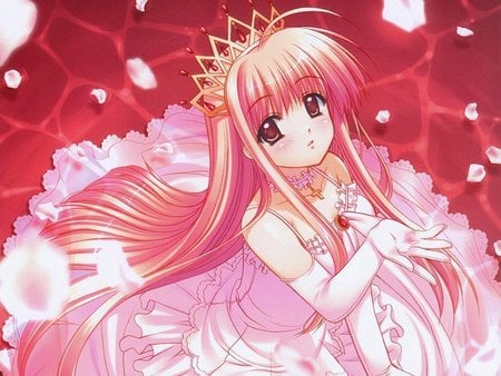 Anime princess - anime, princess, flower, pink