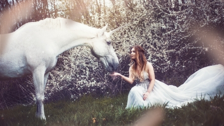 Unicorn - animal, girl, magic, Unicorn