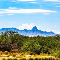 Baboquivari in the evening, east of Sells, Arizona